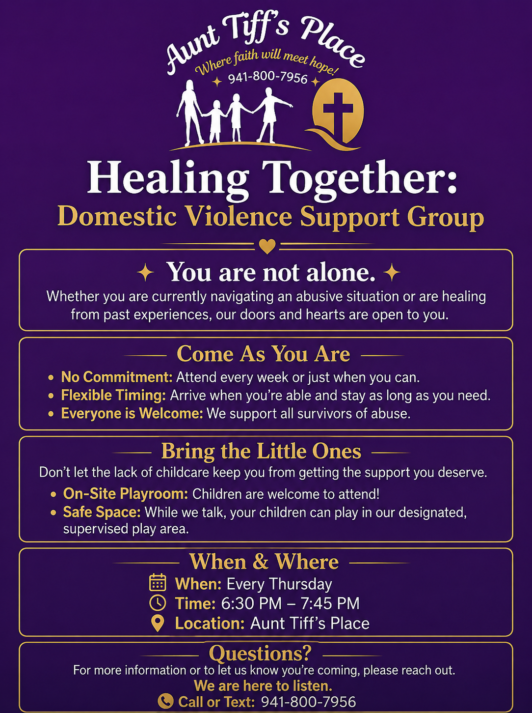 Healing Together domestic violence support group flyer